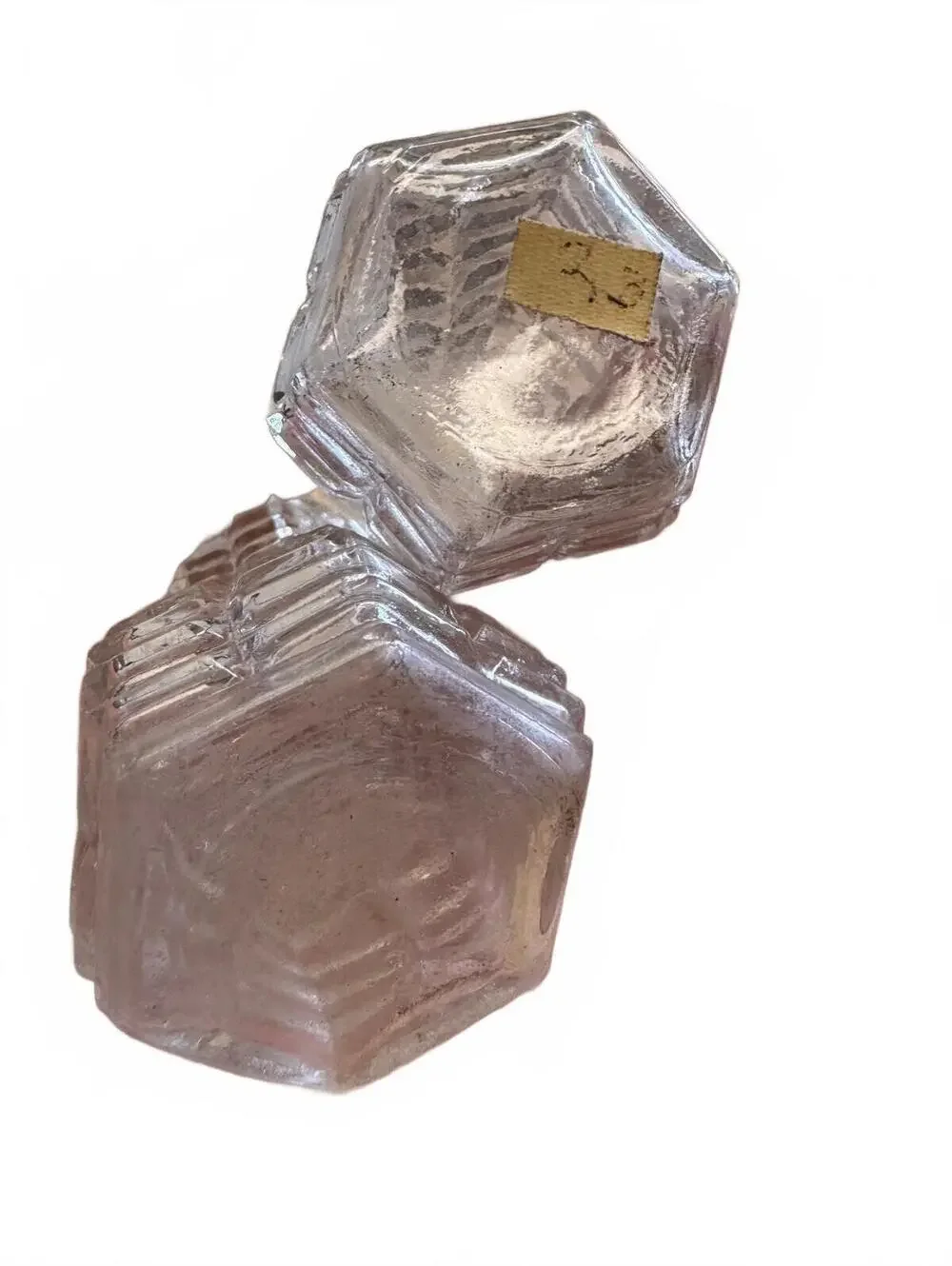 Vintage Clear Pressed Glass Salt and Pepper Shakers Set Hexagonal Base